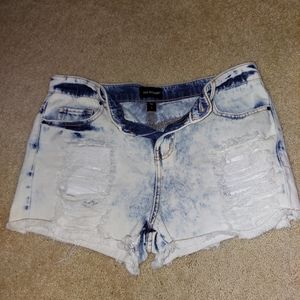 Distressed Acid Washed Jean Shorts